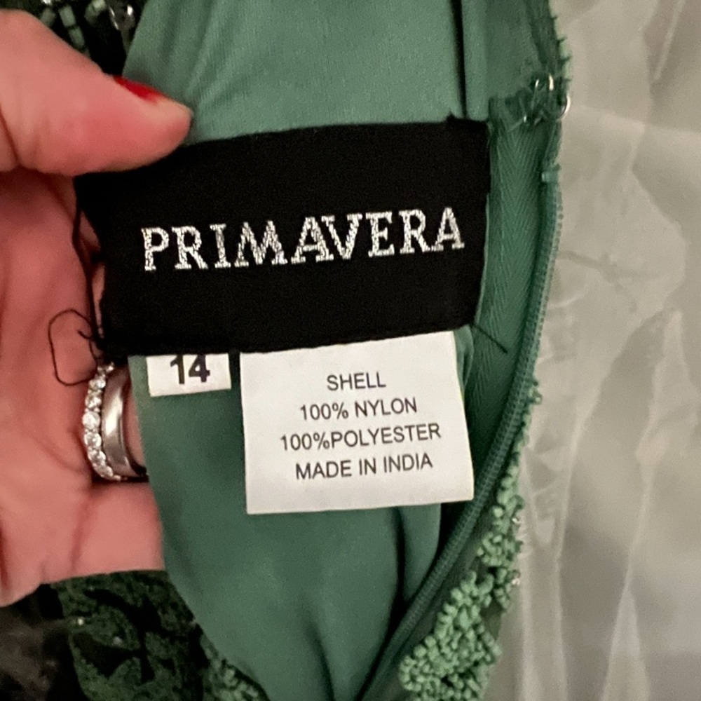 Olive green primavera 3433 evening gown - Picture 4 of 4